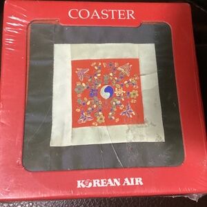 Vintage Korean Air Pojagi Coaster – New Sealed Airline Souvenir Unopened